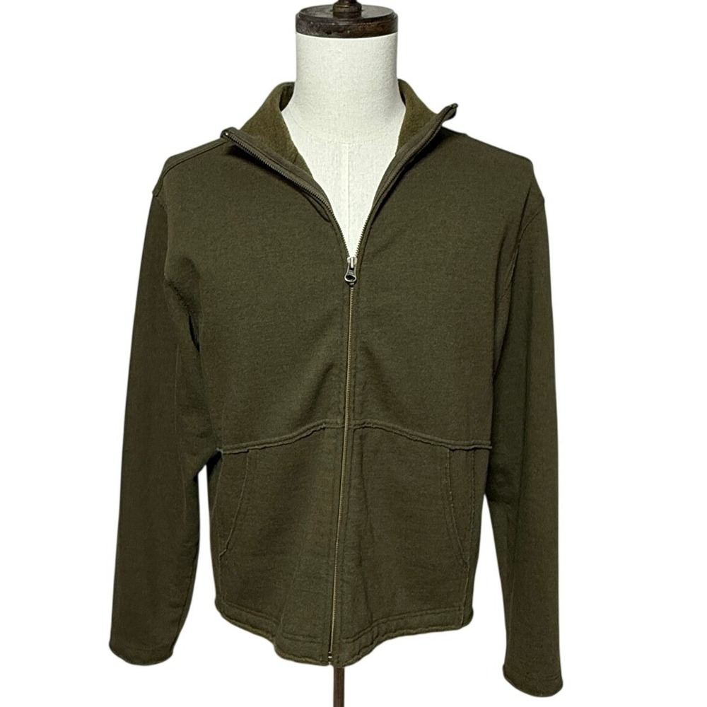 Rei Jacket Mens Small Olive Green Full Zip Organic Cotton Performance